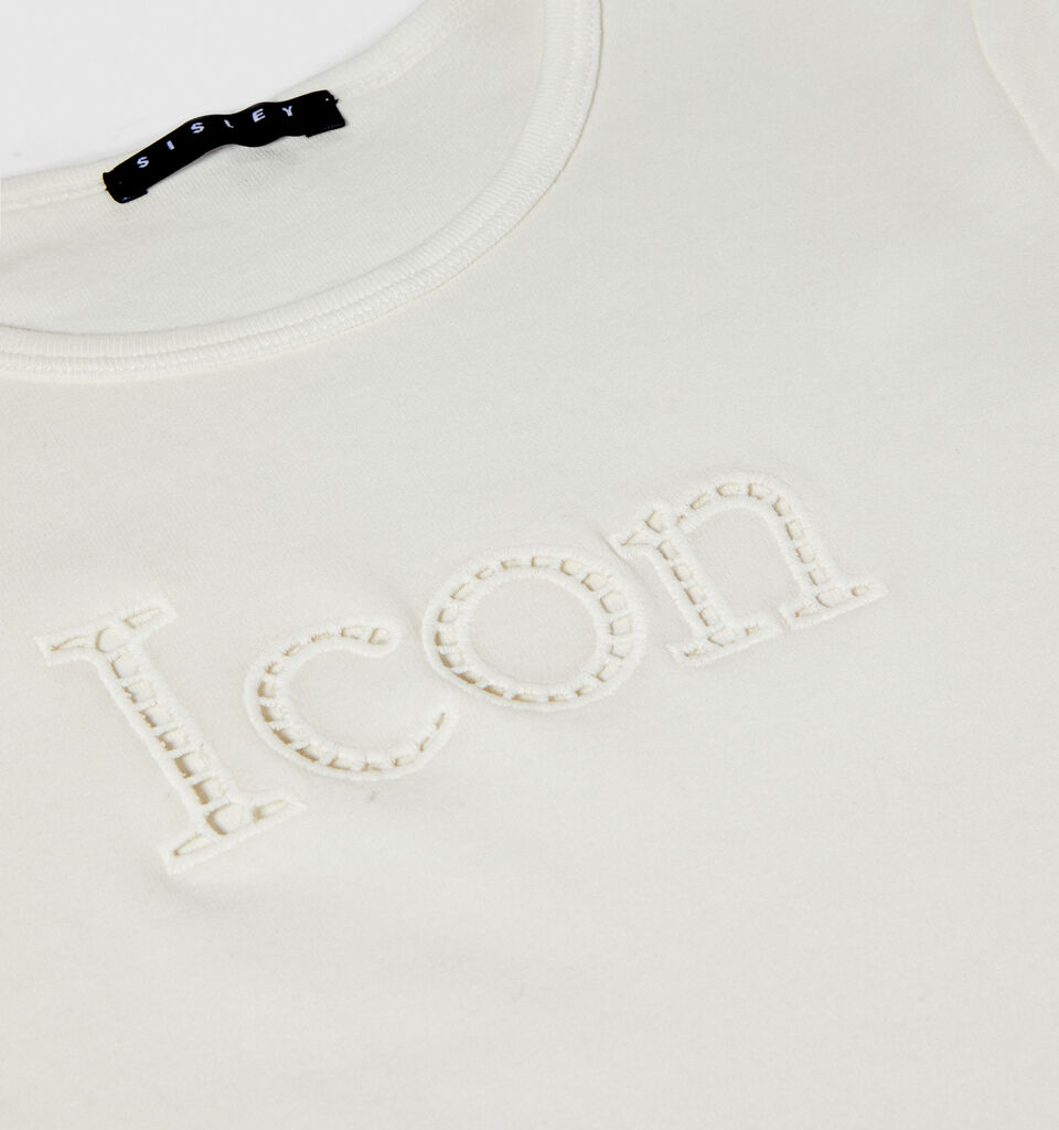 T-shirt with embroidery and cut-out - girls' short sleeve t-shirts - White | Sisley Young image number 2